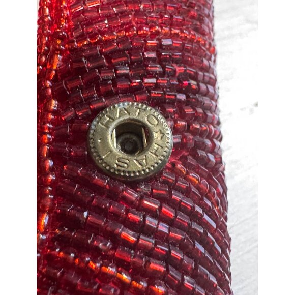 Beaded Red Lipstick Snap Closure & Interior Mirror - Picture 11 of 11